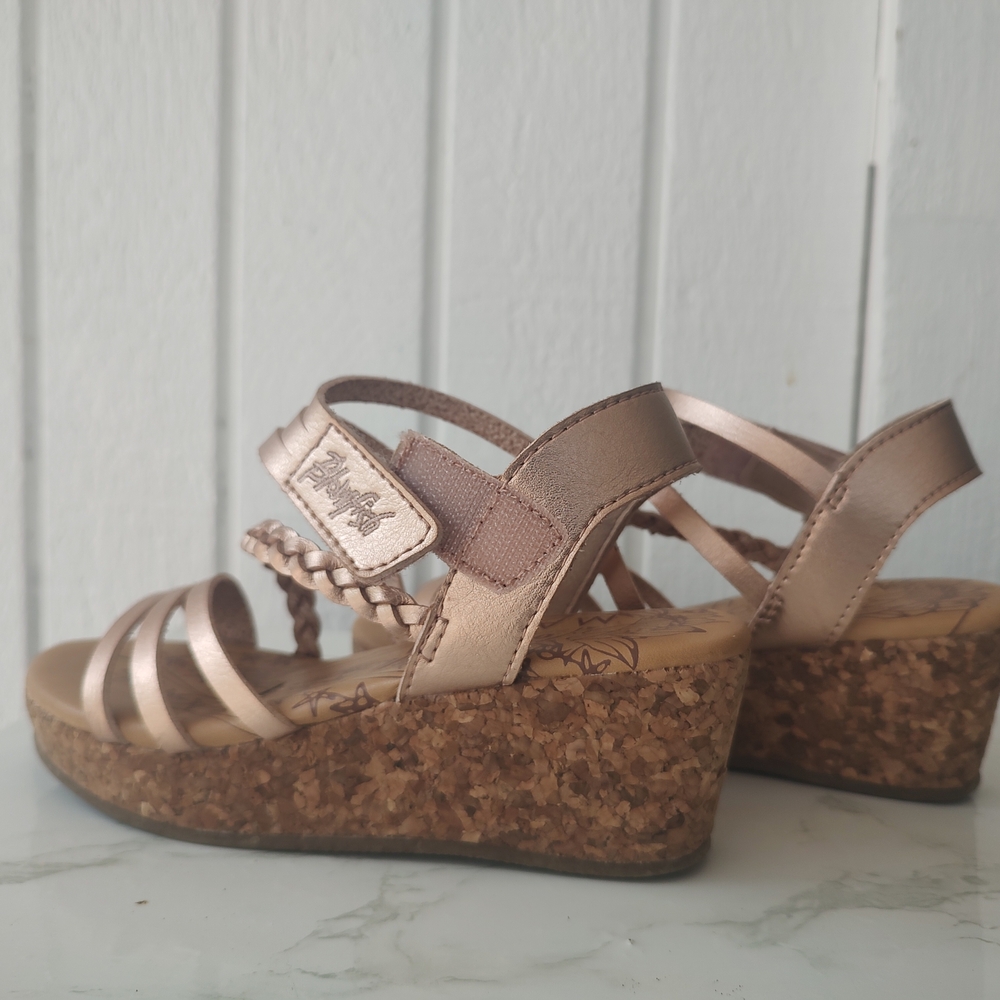 Blowfish Gold Wedge Sandals with Cork Platform